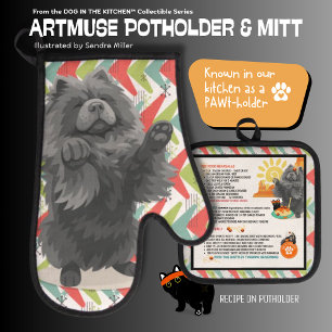 SHADY LADY -CHOW DOG Oven Mitt & Pot Holder Set