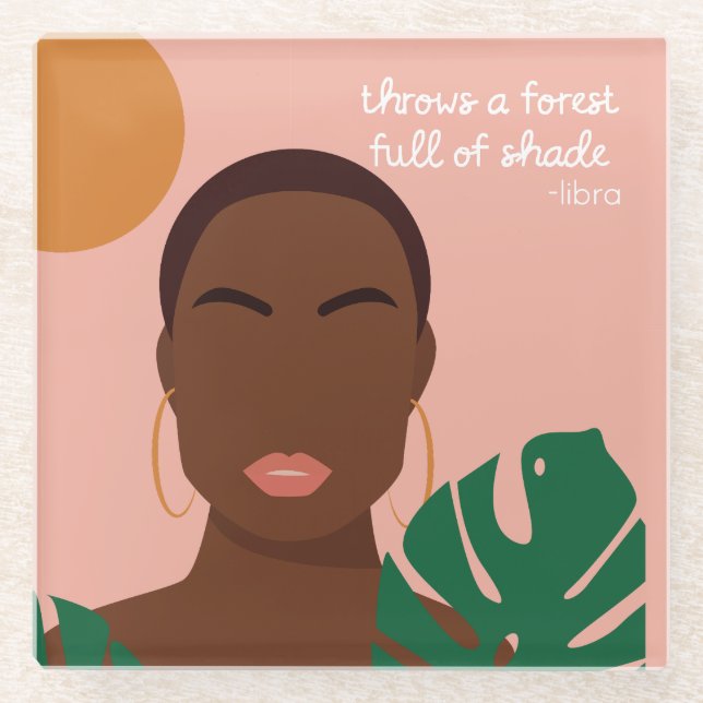 Shady Libra Quotes Glass Coaster (Front)