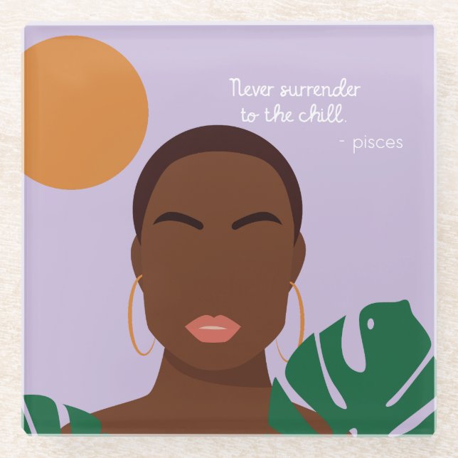 Shady Pisces Quotes  Glass Coaster (Front)