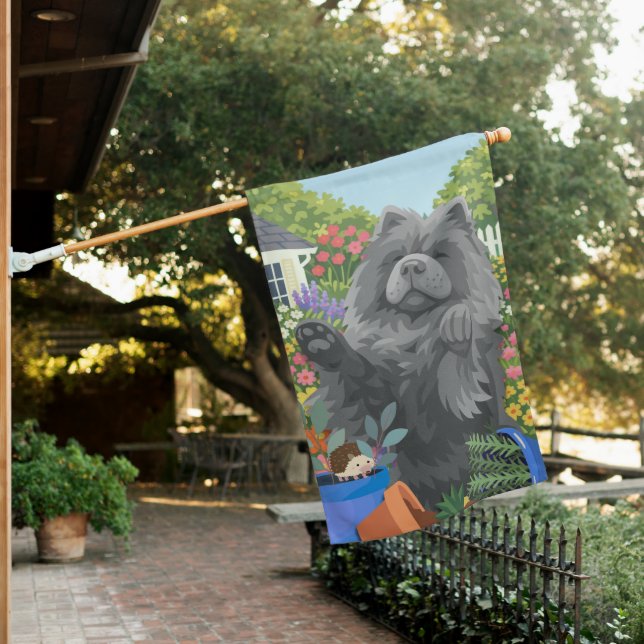 SHADY the blue Chow House Flag (In SItu)