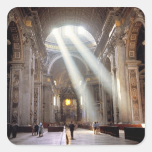 Shafts of sunlight pour through the windows square sticker