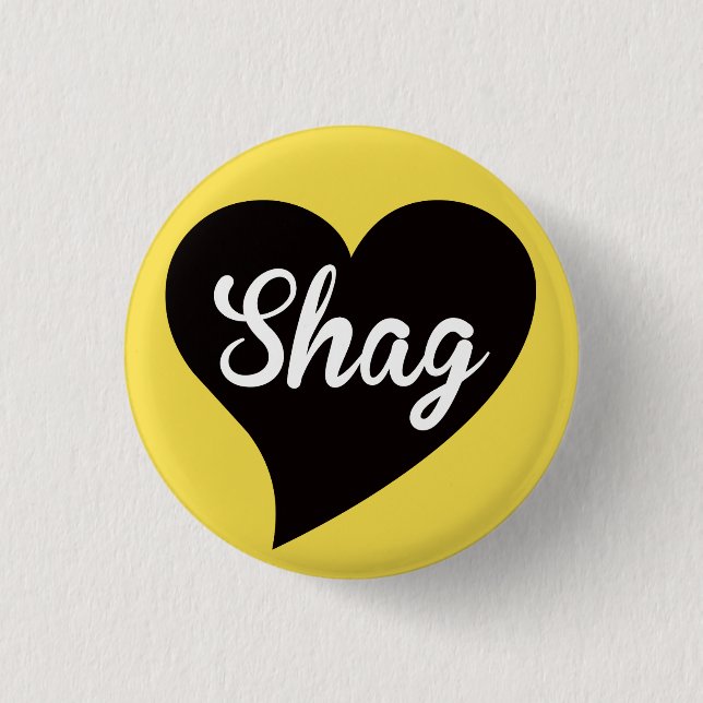 Shag Black Heart Bumblebee Button (Front)