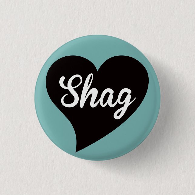 Shag Black Heart Peacock Button (Front)