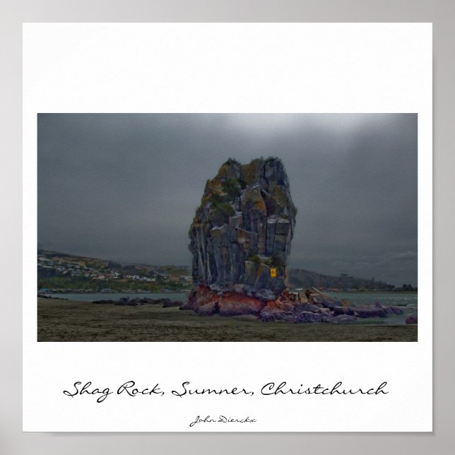 Shag Rock, Sumner, Christchurch, New Zealand Poster (Front)