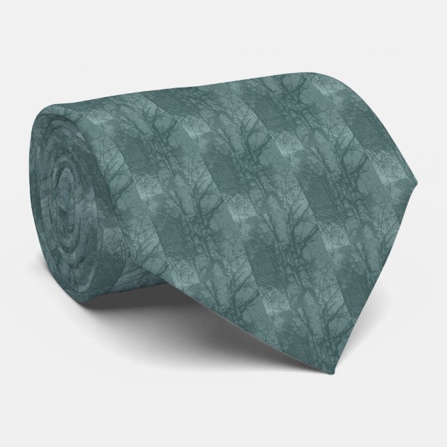 Shagbark Hickory Tree Necktie - Teal (Rolled)