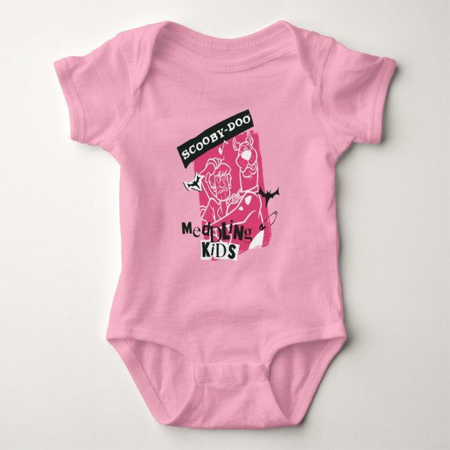 Shaggy and Scooby-Doo Meddling Kids Punk Outline Baby Bodysuit (Front)