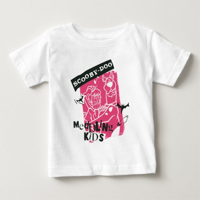 Shaggy and Scooby-Doo Meddling Kids Punk Outline Baby T-Shirt (Front)