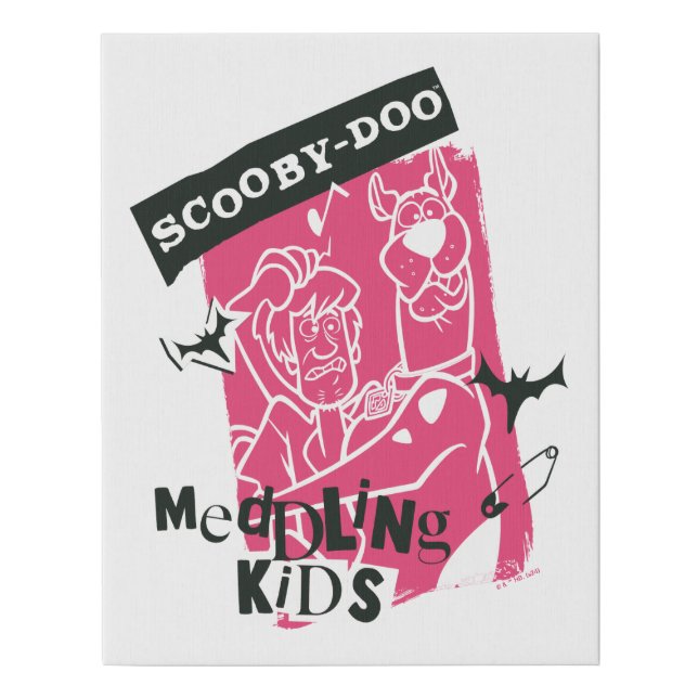 Shaggy and Scooby-Doo Meddling Kids Punk Outline Faux Canvas Print (Front)