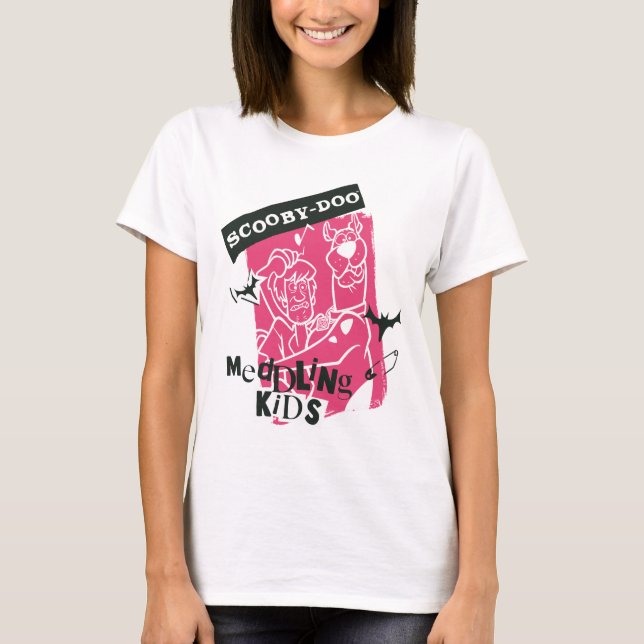Shaggy and Scooby-Doo Meddling Kids Punk Outline T-Shirt (Front)