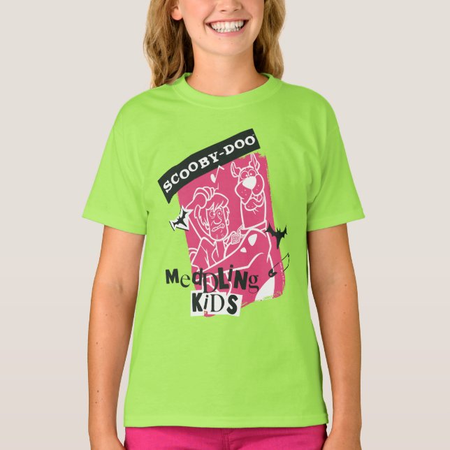 Shaggy and Scooby-Doo Meddling Kids Punk Outline T-Shirt (Front)