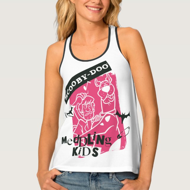 Shaggy and Scooby-Doo Meddling Kids Punk Outline Tank Top (Front)