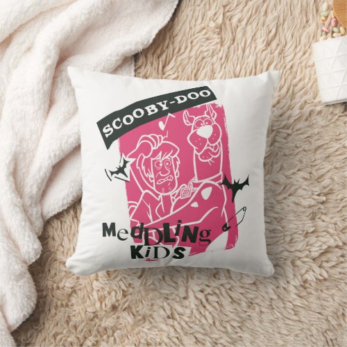 Shaggy and Scooby_Doo Meddling Kids Punk Outline Throw Pillow