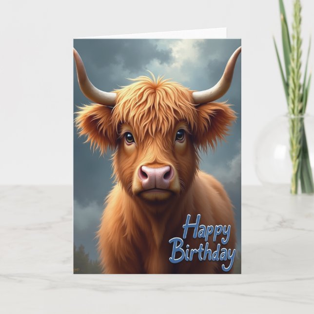Shaggy Bovine Birthday Card (Front)