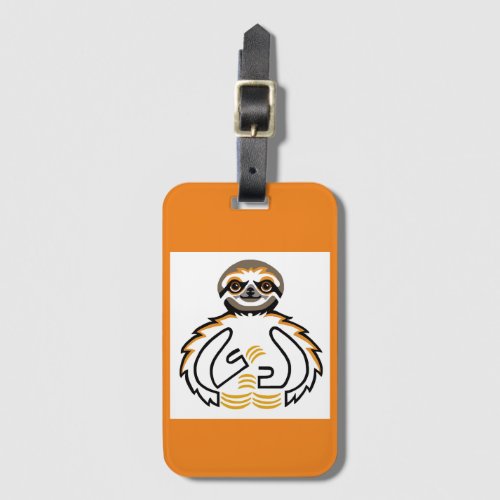 Shaggy Cool SLOTH _ Conservation _ Orange  Luggage Tag