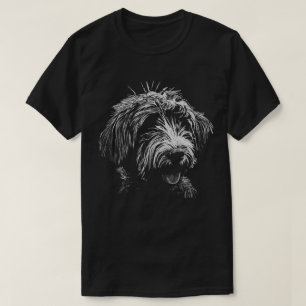 Shaggy Dog Black and White Scratchboard T-Shirt