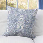 Shaggy Dog Blues Vintage Victorian Puppy in Garden Throw Pillow