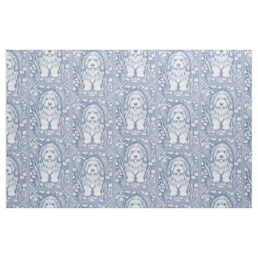 Shaggy Dog Pattern Custom Background Color Fabric