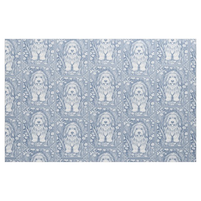 Shaggy Dog Pattern Custom Background Color Fabric (Fat Quarter)