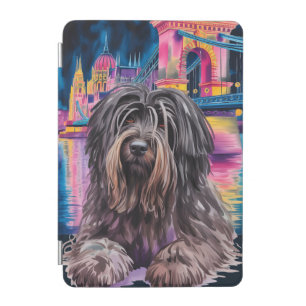 Shaggy Dog Portrait in Neon Budapest Cityscape iPad Mini Cover