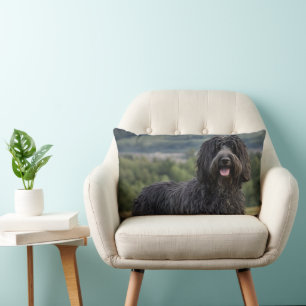 "Shaggy Elegance: The Black Bergamasco Sheepdog" Lumbar Pillow
