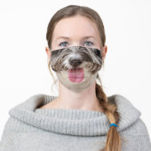Shaggy Hair Dog Tongue Bottom Face Adult Cloth Face Mask (Worn)