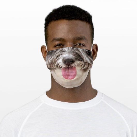 Shaggy Hair Dog Tongue Bottom Face Adult Cloth Face Mask (Worn)