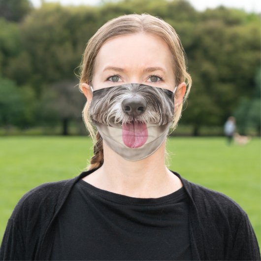 Shaggy Hair Dog Tongue Bottom Face Adult Cloth Face Mask (Outside)