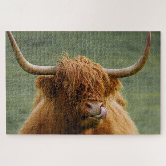 Shaggy Haired Scottish Highland Cow Nature Animal Jigsaw Puzzle (Horizontal)