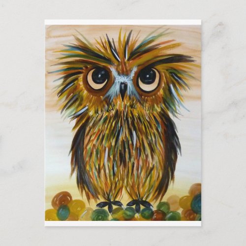 Shaggy owl big eyed wildlife postcard