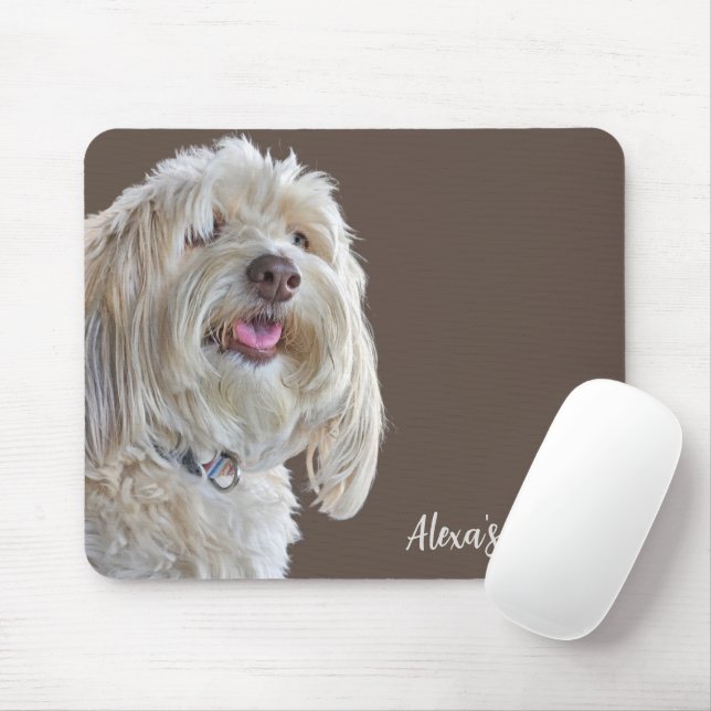 Shaggy Poodle with Custom Name Mouse Pad (With Mouse)