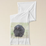 Shaggy Puli Dog Scarf<br><div class="desc">Black puli dog with a little pink tongue.</div>