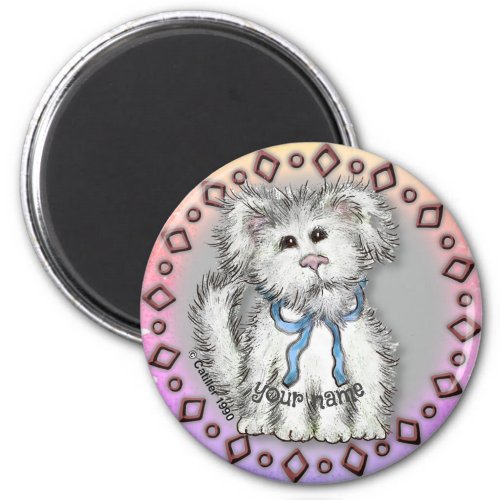 Shaggy Puppy Dog  custom name  Magnet