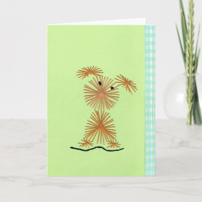 Shaggy Puppy Embroidery Greeting Card (Front)