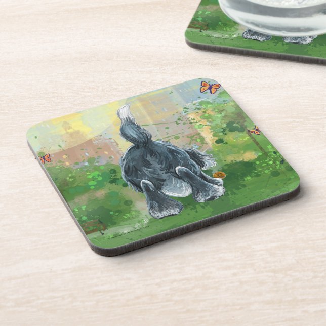Shaggy Sheep Dog Beverage Coaster (Left Side)