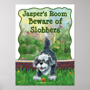 Shaggy Sheep Dog Beware Room Poster