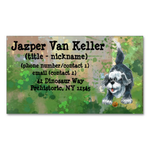 Shaggy Sheep Dog Business Card Magnet