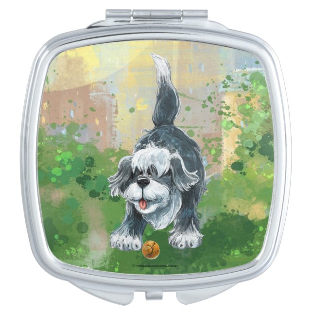 Shaggy Sheep Dog Compact Mirror (Front)