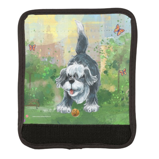 Shaggy Sheep Dog Luggage Handle Wrap (Front)