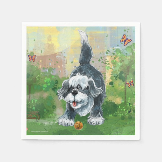 Shaggy Sheep Dog Napkins (Front)