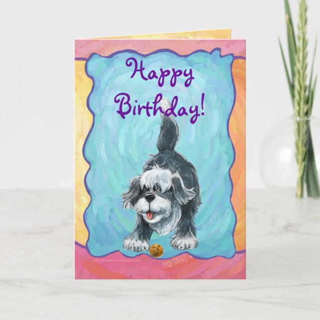 Shaggy Sheep Dog Party Center Card (Front)