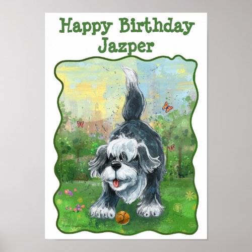 Shaggy Sheep Dog Party Center Poster