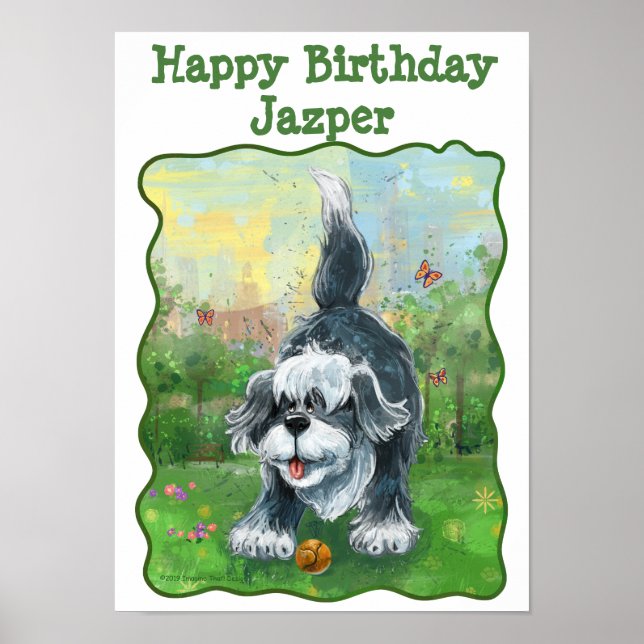 Shaggy Sheep Dog Party Center Poster (Front)