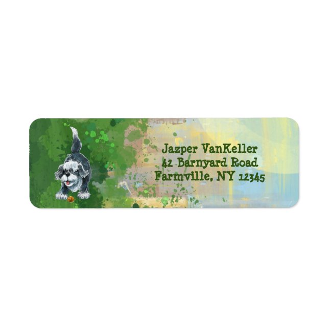Shaggy Sheep Dog Stationery Label (Front)