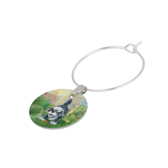Shaggy Sheep Dog Wine Charm (Side)