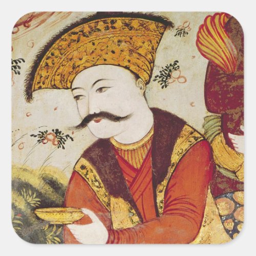 Shah Abbas I  and a Courtier offering Square Sticker