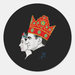 Shah and farah pahlavi javid shah classic round sticker