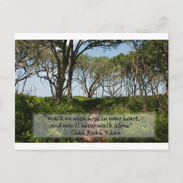 Shah Rukh Khan Quote- Walk on With Hope.... Postcard (Front)