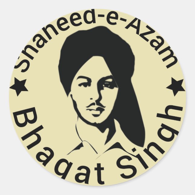 shaheed -e-azam Bhagat Singh Classic Round Sticker (Front)