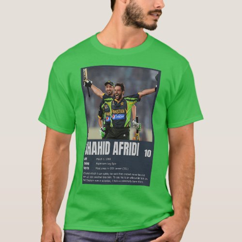 Shahid Afridi Pakistani Cricketer Pakistan Cricket T_Shirt