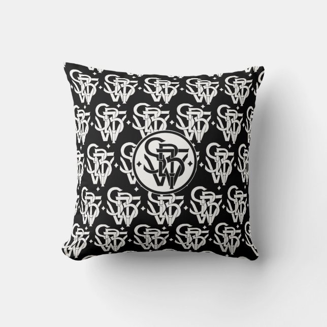 Shaireabs Bayleigh Throw Pillow (black w/ white) (Front)
